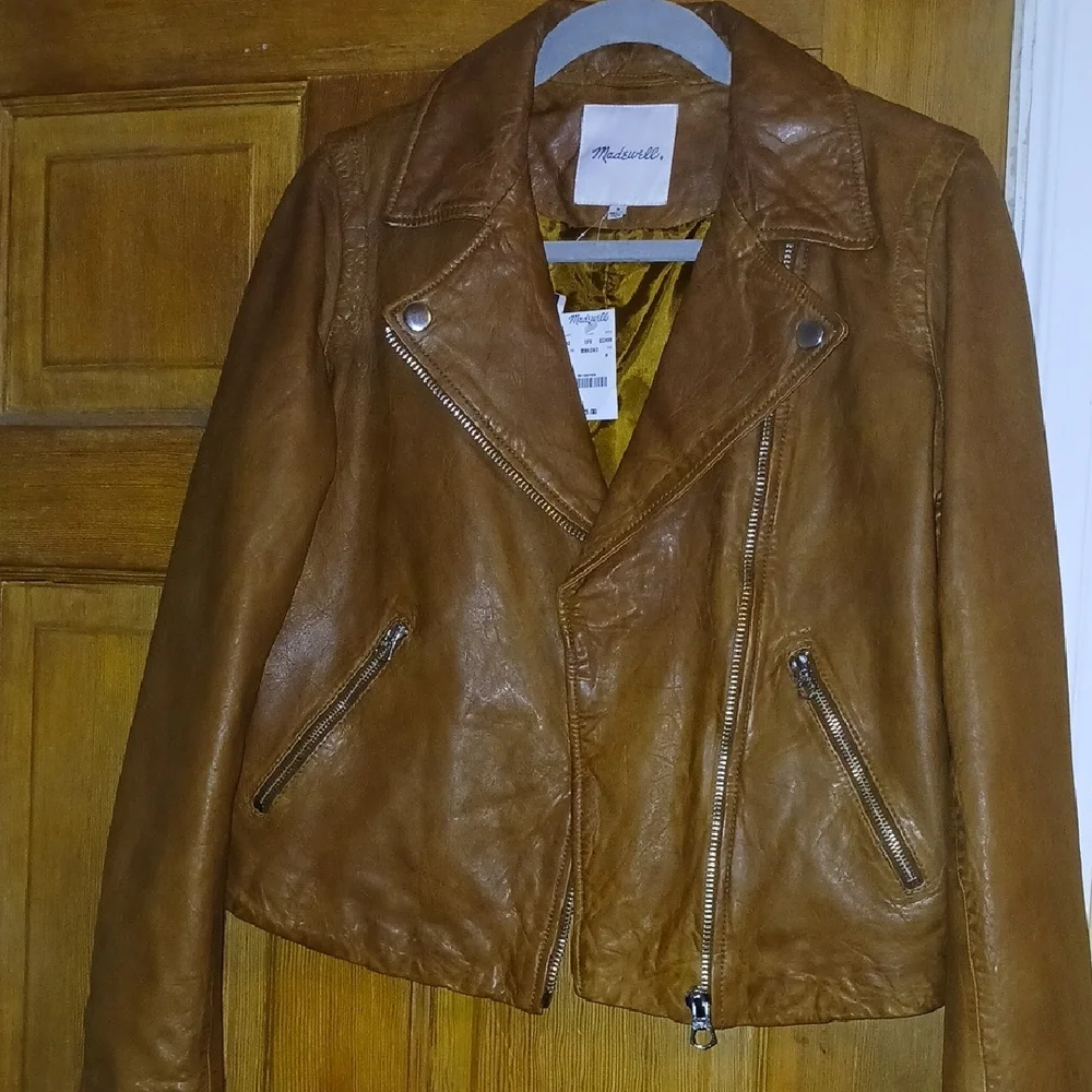 Madewell Tan Leather Jacket - Picture 1 of 11